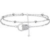 Arrebol Bracciale Doppio Cerchio Donna Argento Sterling 925 Anallergici Gioiello Creativo｜Simbolo di Amore e Protezione｜Regolabile [16+4cm]