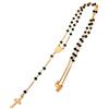 Sinfonie gioielli Collana uomo donna Rosario girocollo argento 925 modello Rosario classico perline nere croce e icona argento Perfetto per lui e per lei (Giallo/nero)