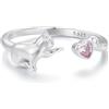 IMINI Simpatico Anello a Forma di Cuore di Gatto Aperto in Argento Sterling 925 con Zirconi Cubici Animale Domestico Regolabile Impilabile Anelli per Dita per Donne e Ragazze Gioielli Delicati Regali