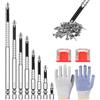MENUY K5 - Set di punte a croce antiscivolo, 8 pezzi, con guanti e magneti, per trapani a mano e avvitatore a percussione (25-150 mm)