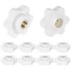 QUARKZMAN 10pz Pomelli a Stella con Filettatura Femmina M5, Testa da 25mm, Plastica con Foro Passante, Vite in Ottone per Manopole di Bloccaggio a Filettatura, Bianco