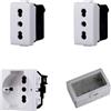 A2ZWORLD Cassetta Elettrica IP55, Completa Di Frutti Compatibile Con Bticino Matix, 4 Moduli 1 Presa Schuko P40 + 2 Prese Bipasso, Scatola Con Coperchio Da Muro Parete Esterno e Interno