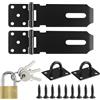 JRSHIRLEYLTD Set di 2 lucchetti Hasp, trappola di sicurezza, in acciaio inox, serratura per porta da 4 pollici, coniglietto con viti, molto adatto per armadietti, con 1 lucchetto in finta ottone