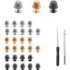 HASLED Puntali per Borse 10mm - 30 Pezzi in Lega di Zinco con Cacciavite/Punzonatore - Antiscivolo per Fondi Borse (Oro, Argento, Nero)