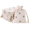 G2PLUS 20PCS Sacchetti di Juta,Sacchetti Lino con Coulisse 9x12 CM per Il Confezionamento di Matrimonio,Feste e Natale（Fiori Marroni）