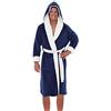 KUKICAT Accappatoio da bagno da uomo, taglia grande, con cappuccio, abito da bagno, coppia, accappatoio da bagno, unisex, tinta unita, inverno, maniche lunghe, Blu marino, 5X-Large