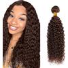 Zeslaerr Curly Human Hair Bundles Sew in Bundles Human Hair Extension Capelli Hair #4 Chocolate Brown Unprocessed Virgin Extension Capelli Veri Minimal Smell Low Tangle For Women 1 Bundle 22 Pollici