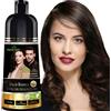 Herbishh Shampoo castano scuro, Shampoo tinta 3 in 1, copertura al 100% dei capelli grigi, colore per capelli per uomo e donna, colore a lunga durata in 20-25 minuti, senza ammoniaca, 200 ml