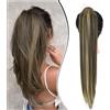 Dcbaboo Coda Capelli Extension Lisci 60cm Coda Finta Capelli Sintetici Posticci per Capelli Extension Coda Capelli Finti Clip Coda di Cavallo Dritti Lunghi Wrap Ponytail, Biondo cenere & Sporca