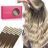 WENNALIFE Extension Capelli Veri Biadesivo, 20pz 25cm 30g dal Castano Sabbia al Biondo Platino Extension Biadesive Capelli Veri Lisci Remy Tape in Hair Extensions Capelli Setosi