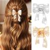 Reaky Fermaglio per capelli con fiocco dorato con strass, accessori per capelli da donna