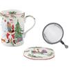 Easy Life SCATOLA TISANIERA 35 CL IN PORCELLANA CON FILTRO INOX JOYFUL SANTA