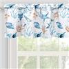 Inselnwald Mantovana blu costiera per finestre, creature oceaniche marine, trattamento nautico, tende corte per cucina, bagno, bar, tasca per asta, 132 x 35 cm, blu