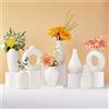 DOLEEYAE Set di 8 vasi in ceramica per fiori, mini vaso in ceramica bianca per centrotavola, vaso in ceramica bianca rustica per fiori, fiori secchi, decorazione della stanza, festa di nozze