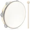 TAIVIN Set Tamburello in Legno con Bacchetta 8 Pollici Tamburo a Mano 20 cm Diametro (8)