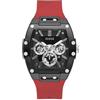 Guess Orologio da uomo Trend Casual Tonneau Diamond 43mm, Rosso, Striscia