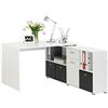 FMD 353-001_we Lex - Scrivania angolare reversibile con quattro scomparti aperti e porta/cassetto, in legno, 66,5 x 136 x 74 cm, colore: Bianco
