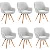 MEUBLE COSY Set di 6 Sedie da Pranzo Girevole a 360° Poltrona da Toelette Imbottite con Schienale e Braccioli per soggiorno cucina ufficio in Tessuto Gambe in Legno, Beige