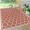 JONATHAN Y SMB109C-8 Trebol Tappeto marocchino a traliccio strutturato per interni ed esterni, moderno, costiero, bohémien, facile da pulire, cortile, patio, rosso/beige, 240 cm X 300 cm