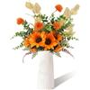 CYIOU 5 Mazzi Girasoli Fiori Finti da Interno Esterno Arancioni Sunflower | Artificiali Bouquet Composizione Fiori Secchi Mazzo di Girasoli Realistici per Cimitero Bomboniere Feste Matrimonio Ufficio