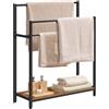 HOOBRO Portasciugamani Autoportante a 3 Livelli, Espositore per Coperte, Porta Asciugamani per Piscina all'aperto, Portasalviette, Stendino, Nero e Marrone Vintage EBF30LB01