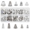 PH PandaHall 1 Scatola 60 Pezzi Coppette Copriperla Perline Lega & Ottone CCB Perline Caps, Argento Antico, 14-18x9-16x7-9mm, Foro: 1-10mm, 6pcs / comparent, 60pcs / Box