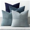 MIULEE Federe Cuscini per Divano in Velluto a Coste Serie Blu Scuro 50x50 Set 4 Pezzi Moderno Morbido Decorativa Copricuscini per Divano Camera da Letto