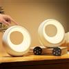 Bonsery Lampada da comodino Touch dimmerabile rotonda con telecomando, lampada da tavolo a LED senza fili con cambio colore RGB, luce notturna per bambini con timer e memoria (Bianco x 2)