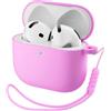 ORNARTO Cover Silicone per AirPods 4 (2024), Protezione per AirPods 4 Generation [con Laccio], Custodia Airpods 4 [Protezione Completa]- Rosa Sakura