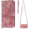 TOUCASA Cover Cordino per Samsung Galaxy Z Flip 4 5G, Custodia Portafoglio con Cordino Cover a Libro in Pelle Flip Case con TPU Antiurto Silicone Bumper, Magnetica per Samsung Z Flip 4 5G (A-Rosa)