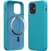 kwmobile Custodia Magnetica Compatibile con Apple iPhone 12 mini - Compatibile con MagSafe - Cover Silicone TPU Magnete - petrolio matt