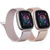 SOLOLUP 2 pezzi Cinturino in Metallo Compatibile con Fitbit Versa 4/Versa 3/ Sense 2，Cinturini di Ricambio in Metallo Magnetico Bracciale per Fitbit Versa 3/Sense 2/Versa 4 Cinturino milanese Uomo Donna，L
