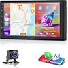 Motorsi 2+64G Autoradio Doppio Din 7 Pollici con Navigazione GPS, Stereo 2 Din Carplay Wireless Android Auto, Bluetooth, WiFi, Radio FM/AM/AUX/RDS, Schermo Diviso, Telecamera Posteriore Inclusa