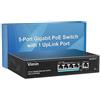 VIMIN 4 Port Gigabit PoE Switch Unmanaged with 1 Uplink Gigabit Ports, 72W High Power, Support IEEE802.3af/at,Vlan. VIMIN 5 Port Network Power Over Ethernet Switch.