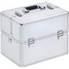 HOMCOM Valigetta Porta Trucchi a 3 Livelli con 2 Serrature, in Alluminio, MDF ed EVA, 36.5x24x29 cm, Argento