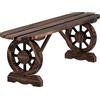 Outsunny Panchina da Giardino con Gambe a Ruota di Carro e Seduta a Doghe, 120x29x39cm, Marrone