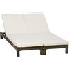 Outsunny Set 2 Lettini Prendisole in Rattan PE con Cuscino e Schienale 5 Reclinazioni, 196x60x22cm|Aosom