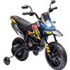 AIYAPLAY Moto Elettrica per Bambini da 37-96 Mesi con 12V Doppi Motori e Rotelle Rimovibili, Capacità 30kg, Giallo | Aosom Italy