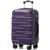 COOLIFE Valigie Valigia Trolley rigido ultraleggero e capiente,Chiusura a combinazione laterale con TSA, 4 ruote per facilitare il trasporto (Grigio-viola, 56cm)