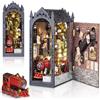 CSYY DIY Book Nook Kit, Stazione Ferroviaria Magica con Luci a LED Touch Modello Treno Giocattolo Decorativo con Vetrina Espositiva Aprile Specchio per Effetto, Appassionati di Modellismo
