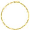 PLANETYS - Bracciale Argento Sterling 925 Placcato Oro 18K Modello Figaro (1+3) Larghezza 2.5 mm