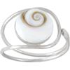 Silverly Anello in Argento Sterling con Occhio di Shiva | Gioielli Mediterranei in Pietra Naturale di Santa Lucia | Anello Regolabile in Argento 925 con Conchiglia a Spirale Bianca per Donna