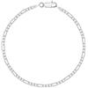 Planetys - Bracciale Argento Sterling 925 Rodiato Modello Figaro (1+3) Larghezza: 2.5 mm