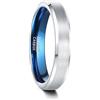 083BASE Unisex Anello in Tungsteno Nero/Blu Argento, 4mm/6mm/8mm di Larghezza, Design in Metallo Spazzolato, Bordi Smussati, Gioiello da Donna/Uomo in Varie Misure, 55（17.5）, Carburo di tungsteno