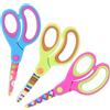 Vutyvve Forbici per Bambini a Fantasia - Sicurezza a Punta Smussata, Lame in Acciaio Inox, Impugnature Morbide - Rosa, Blu, Verde Frutta - 3 Paia