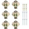 QUARKZMAN 6Pcs Maniglie In Ceramica, 35mm/1.38 Maniglie A Forma Di Zucca Per Cassetti E Ante Vintage Per Mobili Da Bagno Camera Da Letto Armadio, Foglie Verdi