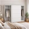 Dmora Guardaroba 2 Ante Anthe, Mobile Camera da Letto, Cabina Armadio portabiti, Armadio Appendiabiti, 243x64 h202 cm, Bianco