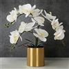 LESING Orchidea artificiale con vaso, orchidea bianca Bonsai Faux Orchid Phalaenopsis per la decorazione della casa (vaso bianco, oro)