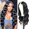 CLASSINE Parrucca Donna Capelli Umani Body Wave Wig 100% Brazilian Virgin 150% Density V Part Wig Glueless Medium (55-57cm) Nero Bohémien 8th Years Old Amazon Store