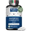 RAIBU Magnesio Completo - Complex 5 in 1: Bisglicinato, Citrato, Malato, Carbonato e Ossido - 450 mg di magnesio elementare - Stanchezza e Fatica* - 200 Capsule, Senza OGM, vegano, ad alto dosaggio